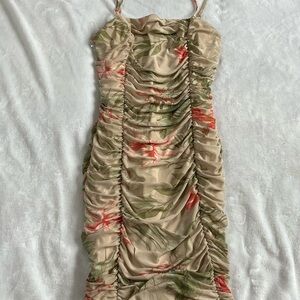 Windsor Green Ruched Bodycon Dress Spaghetti Strap